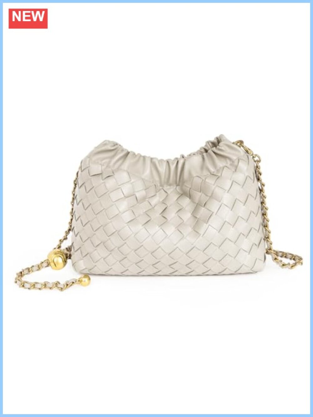 Woven Leather Dumpling Crossbody Bag Ruched Hobo Clutch Purse